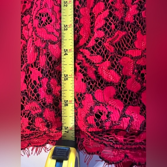 Diane von Furstenburg Vamp red black lace maxi sheer inset dress 8 whimsigoth - Picture 14 of 15